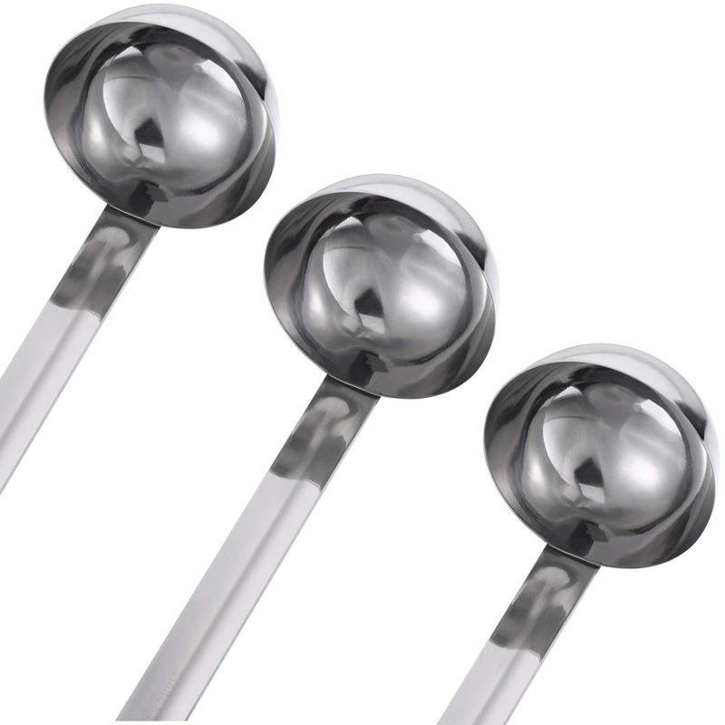 meekoo 3 Pieces Stainless Steel Ladle Soup Handle Ladle with Pouring Rim for Kitchen Cooking Soup Sauce(2 oz) - Image 2